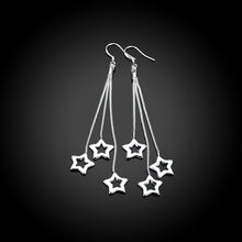 18K White Gold Plated Multi-Stars Drop Earring