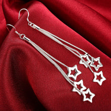 18K White Gold Plated Multi-Stars Drop Earring