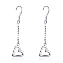 18K White Gold Plated Drop Hollow Hearts Earring