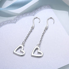 18K White Gold Plated Drop Hollow Hearts Earring