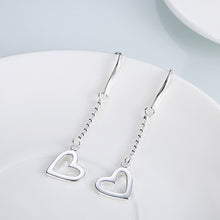 18K White Gold Plated Drop Hollow Hearts Earring