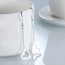 18K White Gold Plated Drop Hollow Hearts Earring