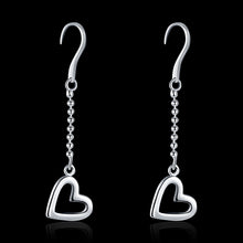 18K White Gold Plated Drop Hollow Hearts Earring