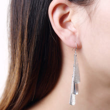 18K White Gold Plated Trio-Drop Vertical Earring