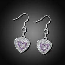 18K White Gold Plated Heart Shaped Drop Earring with Sapphire Insert