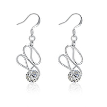 18K White Gold Plated Abstract Circular Drop Earring