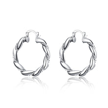 18K White Gold Plated Curved Ancient Rome Hoops