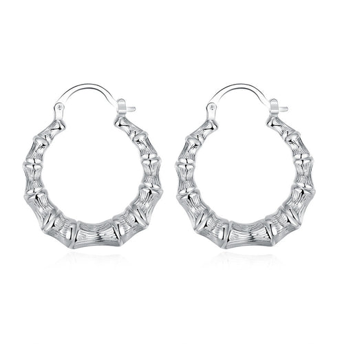 18K White Gold Plated Curved Abstract Hoops