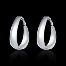 18K White Gold Plated Medium Sized Hoops