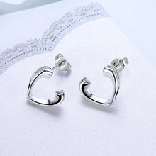 18K White Gold Plated Hollow Hearts Open-Clasp Studs