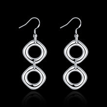 18K White Gold Plated Double Hollow Oval Shape Earring