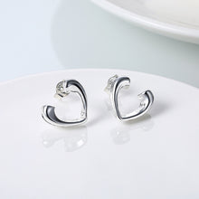 18K White Gold Plated Hollow Hearts Open-Clasp Studs