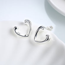 18K White Gold Plated Hollow Hearts Open-Clasp Studs