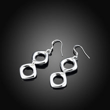 18K White Gold Plated Double Hollow Oval Shape Earring