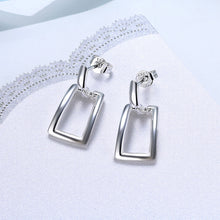 18K White Gold Plated Hollow Rectangle Earring