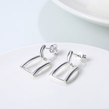 18K White Gold Plated Hollow Rectangle Earring