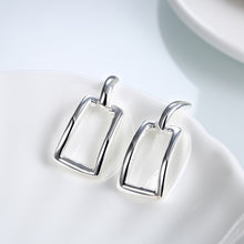 18K White Gold Plated Hollow Rectangle Earring