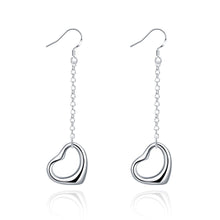 18K White Gold Plated Hollow Heart Shaped Drop Earring