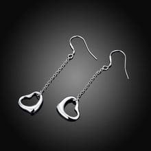 18K White Gold Plated Hollow Heart Shaped Drop Earring