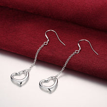 18K White Gold Plated Hollow Heart Shaped Drop Earring