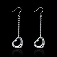 18K White Gold Plated Hollow Heart Shaped Drop Earring