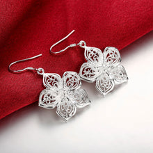 18K White Gold Plated Drop Laser Cut Floral Earring