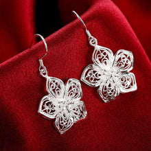 18K White Gold Plated Drop Laser Cut Floral Earring