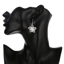 18K White Gold Plated Drop Laser Cut Floral Earring